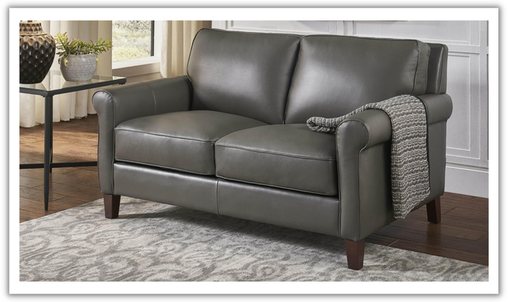 Laguna 2-Seater Leather Loveseat With Rolled Arms-Jennifer Furniture