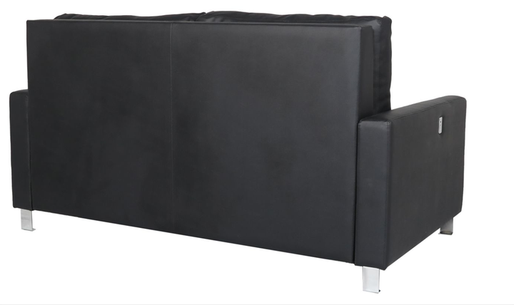 Cuddle Queen Leather Sleeper Sofa With Wood and Chrome Legs