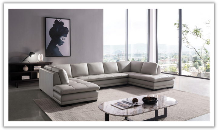Gio Italia U-Shape Leather Sectional Sofa With Two Color Options-Jennifer Furniture