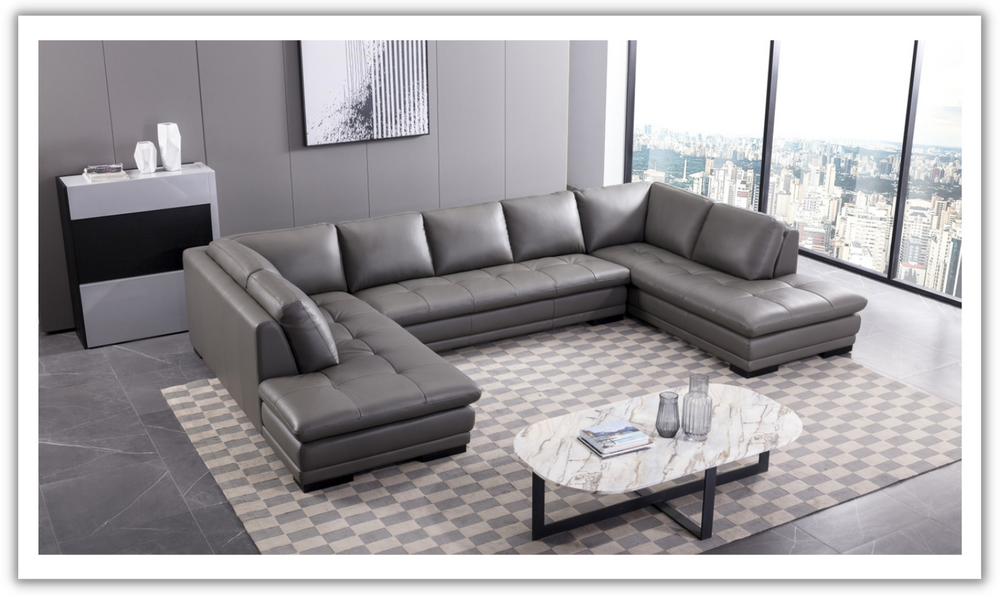 Gio Italia U-Shape Leather Sectional Sofa With Two Color Options-Jennifer Furniture