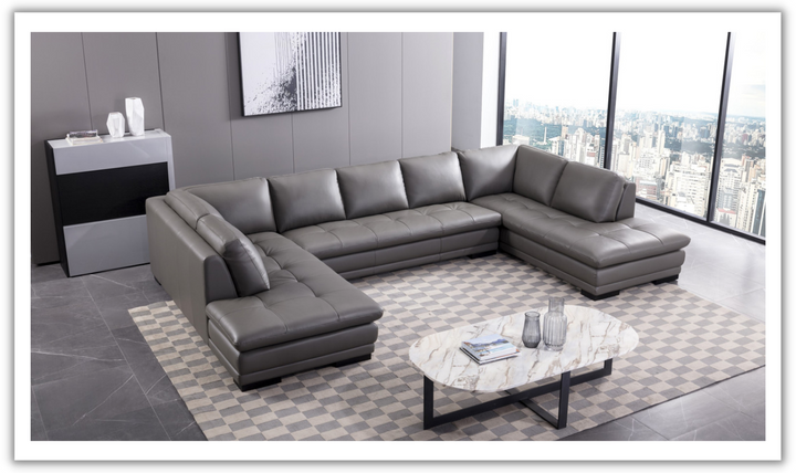 Gio Italia U-Shape Leather Sectional Sofa With Two Color Options-Jennifer Furniture