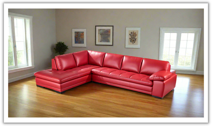Gio Italia Red Leather L-Shape Sectional Sofa-Jennifer Furniture