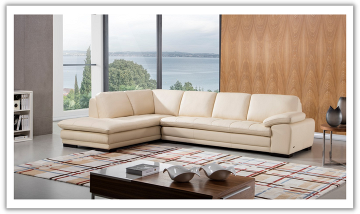 Gio Italia Beige Leather L-Shape Sectional Sofa With Left Hand Facing-Jennifer Furniture
