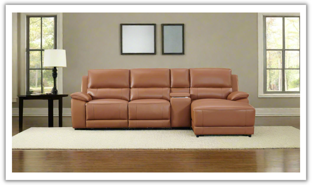 Gio Italia Living Room Set Hailey Adobe Leather Power Recliner Sofa-Jennifer Furniture