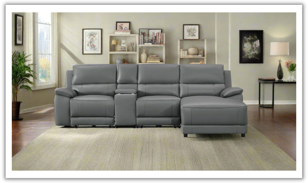 Gio Italia Living Room Set Hailey Adobe Leather Power Recliner Sofa in Gray-Jennifer Furniture
