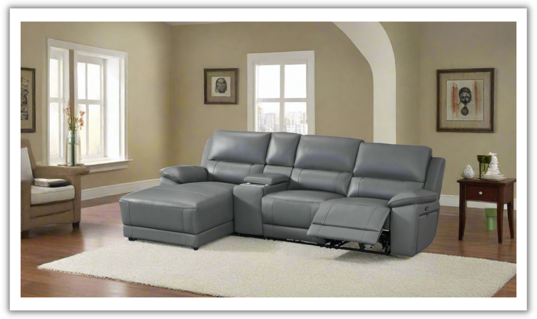 Gio Italia Living Room Set Hailey Adobe Leather Power Recliner Sofa in Gray-Jennifer Furniture