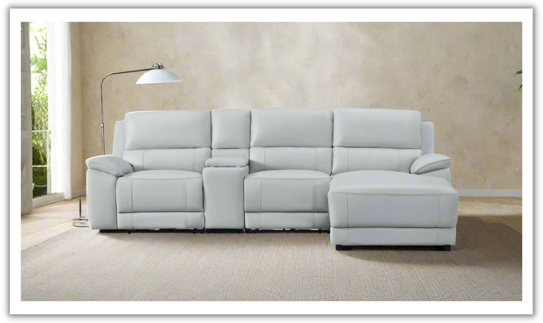 Gio Italia Living Room Set Hailey Smoke Gray Leather Power Recliner Sofa-Jennifer Furniture