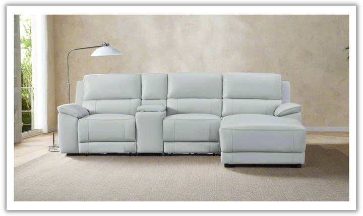 Gio Italia Living Room Set Hailey Smoke Gray Leather Power Recliner Sofa-Jennifer Furniture