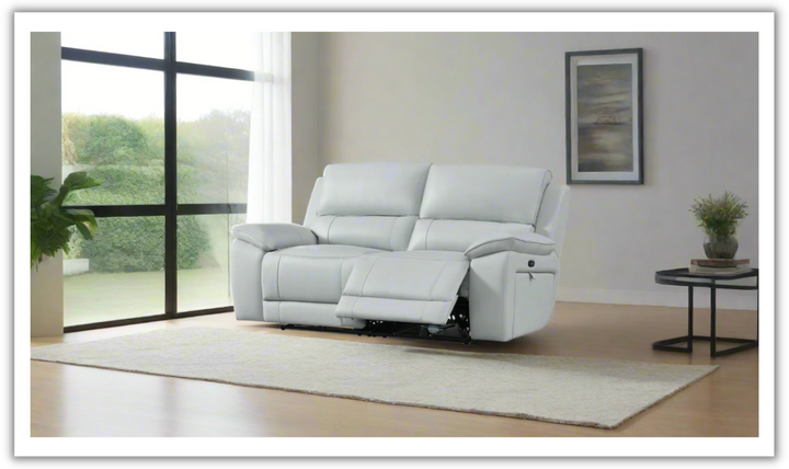 Gio Italia Living Room Set Hailey Smoke Gray Leather Power Recliner Sofa-Jennifer Furniture