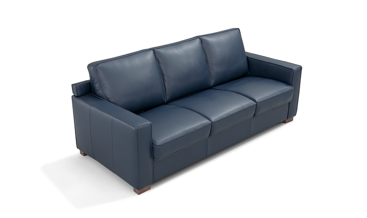 Leather Italia Logan 3-seater Queen Sleeper Sofa In Blue Oxford