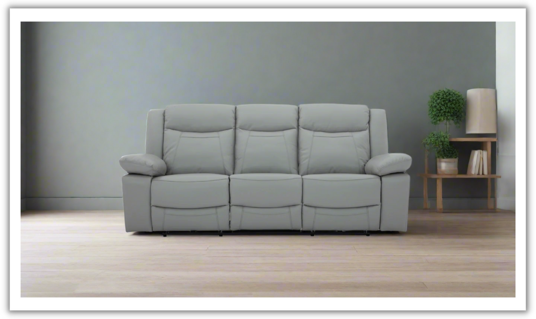 Gio Italia Wyatt 3-Seater Leather Sofa in Light Grey-Jennifer Furniture