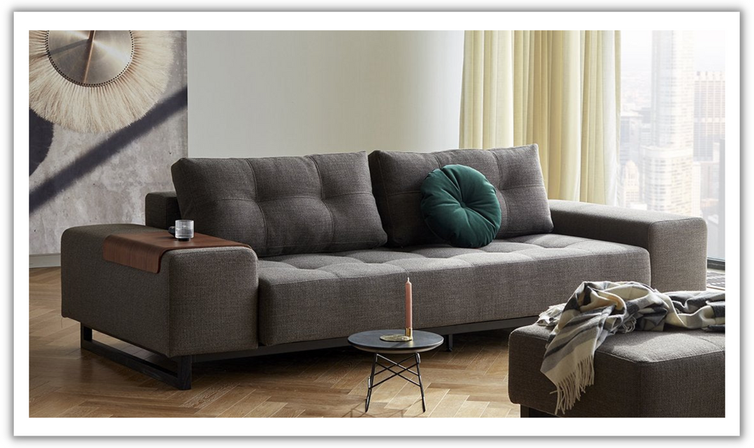Innovation Living Grand DEL 2-Seater Fabric Sofa Bed with Ottoman-Jennifer Furniture
