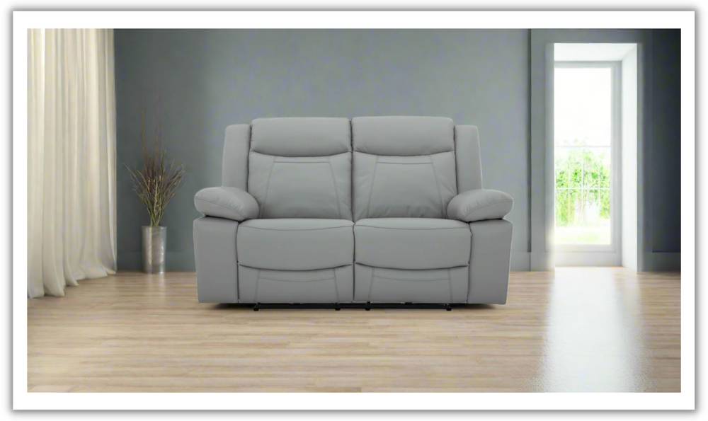 Gio Italia Wyatt Leather Loveseat in Light Grey-Jennifer Furniture