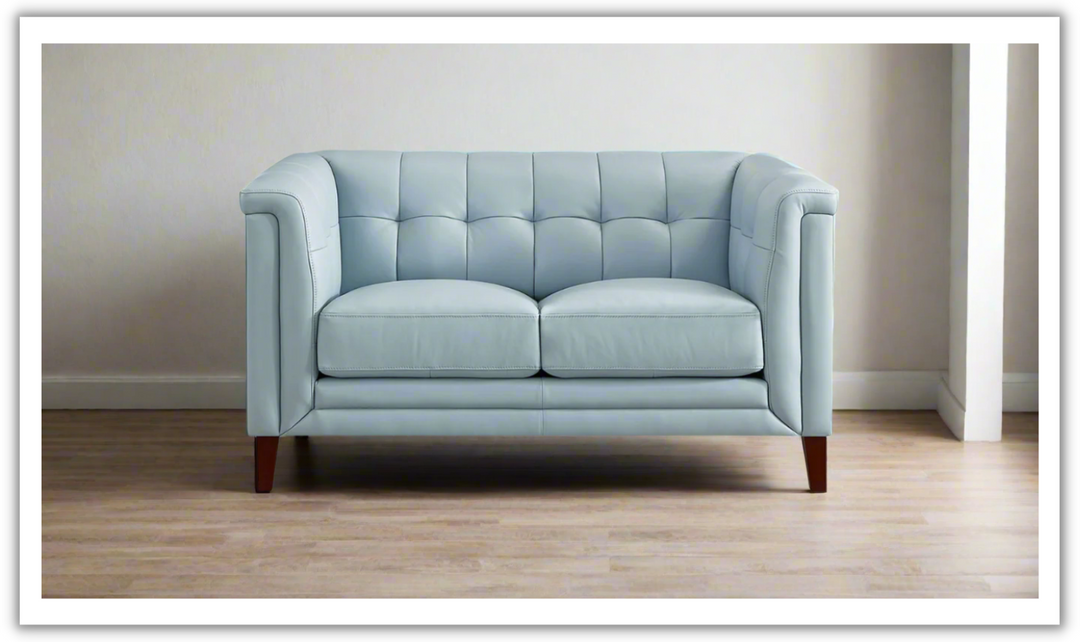 Hydeline Arvo 2-Seater Leather Loveseat With Tufted Shelter Arms-Jennifer Furniture