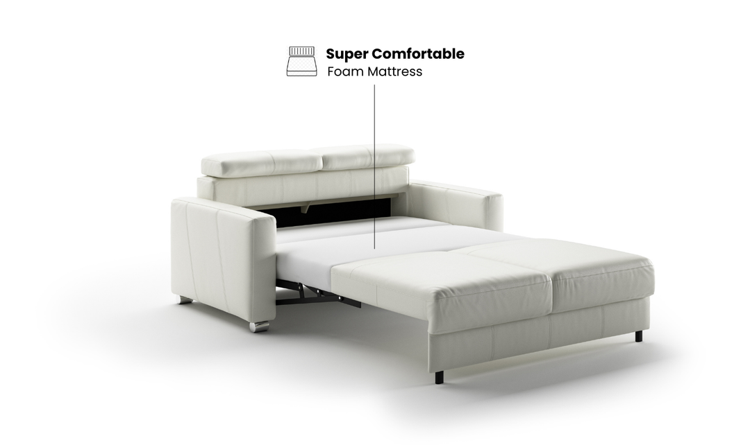 Luonto West Level Leather Loveseat Sleeper with Adjustable Neck Rests
