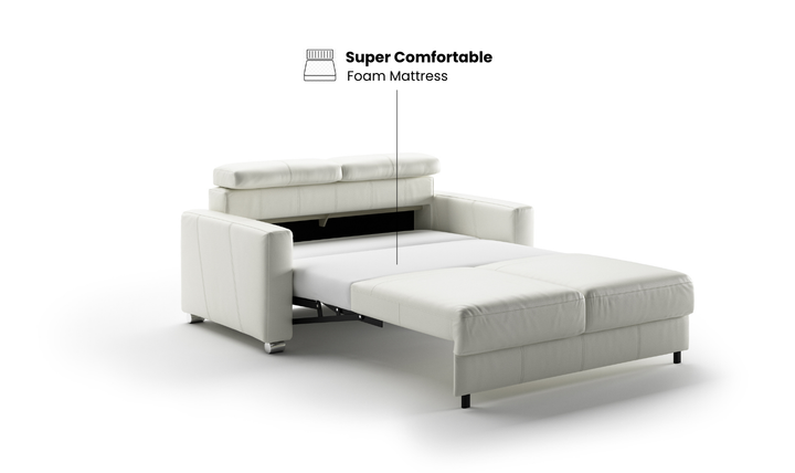 Luonto West Level Leather Loveseat Sleeper with Adjustable Neck Rests