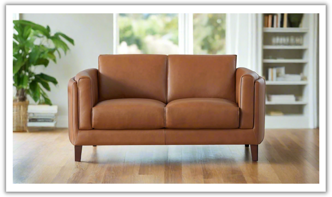 Hydeline Maui 2-Seater Leather Loveseat Sofa With Curved Armrest-Jennifer Furniture