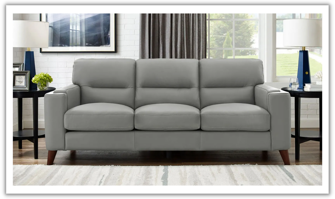 Hydeline Elm Premium Leather Gray Sofa-Jennifer Furniture