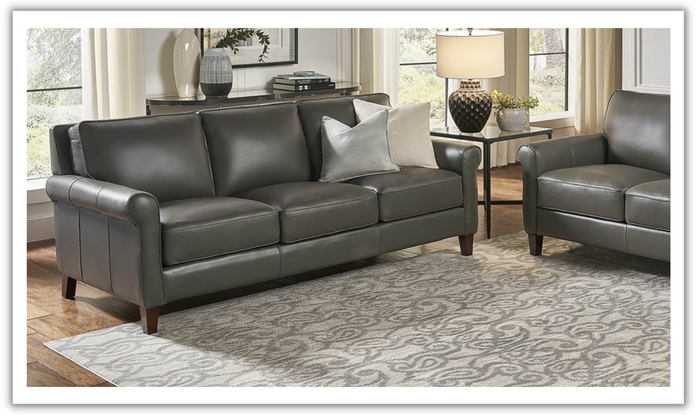 Laguna 3-Seater Leather Sofa With Rolled Arms-Jennifer Furniture