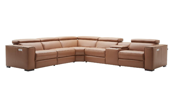 Jennifer Italia Incanto  L-Shaped Leather/Fabric Motion 6pc Sectional