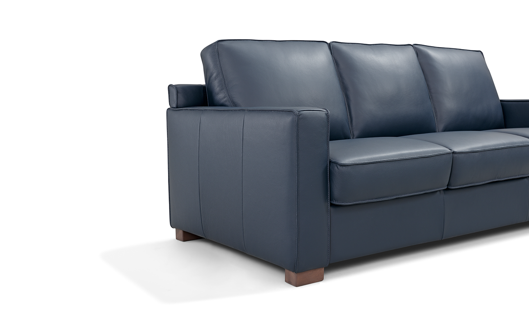 Leather Italia Logan 3-seater Queen Sleeper Sofa In Blue Oxford