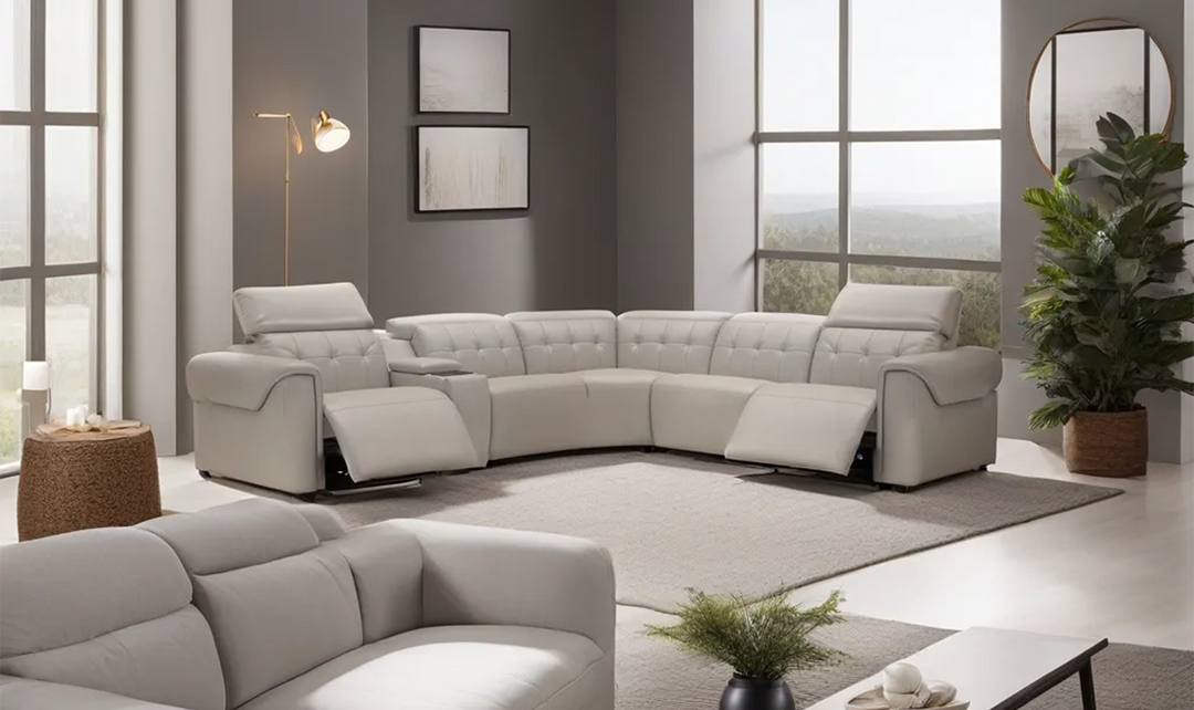 Gio Italia Murray L-Shape Leather Power Sectional Sofa