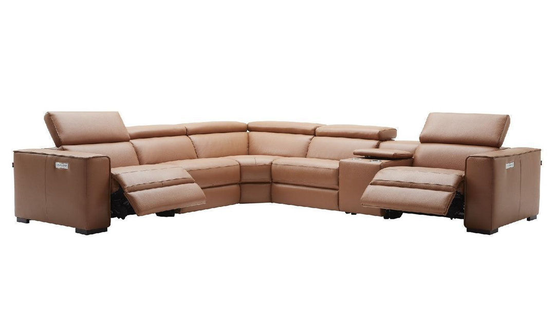 Jennifer Italia Incanto  L-Shaped Leather/Fabric Motion 6pc Sectional