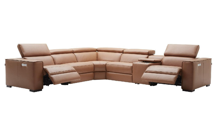 Jennifer Italia Incanto  L-Shaped Leather/Fabric Motion 6pc Sectional