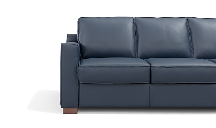 Leather Italia Logan 3-seater Queen Sleeper Sofa In Blue Oxford