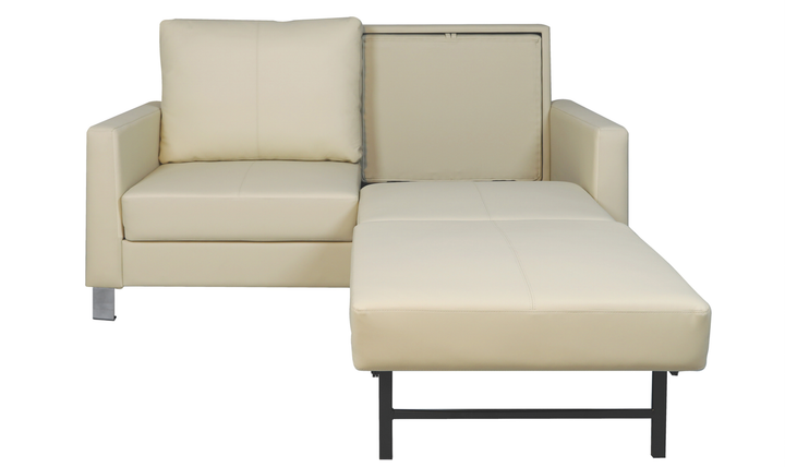 Cuddle Queen Leather Sleeper Sofa With Wood and Chrome Legs