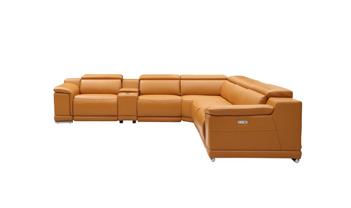 Gio Italia Hartley 6 Pieces Gray Leather Sectional Sofa with Power Recliners