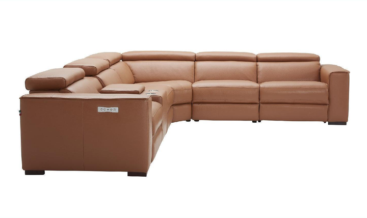 Jennifer Italia Incanto  L-Shaped Leather/Fabric Motion 6pc Sectional