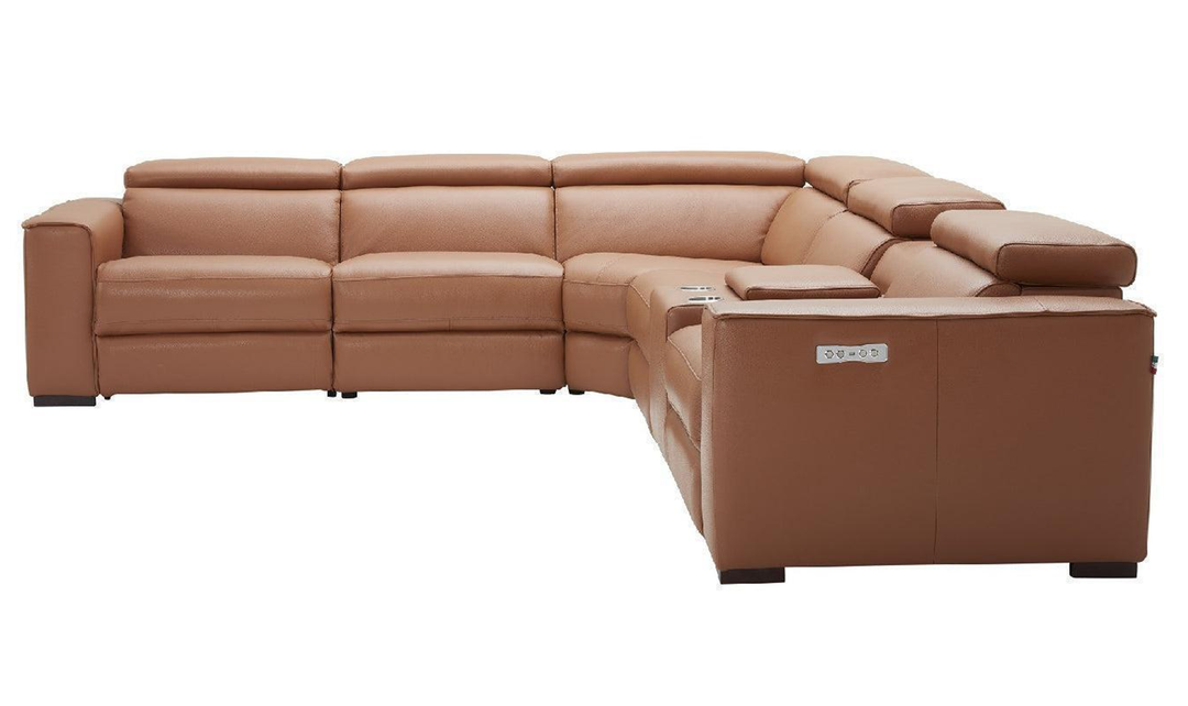 Jennifer Italia Incanto  L-Shaped Leather/Fabric Motion 6pc Sectional