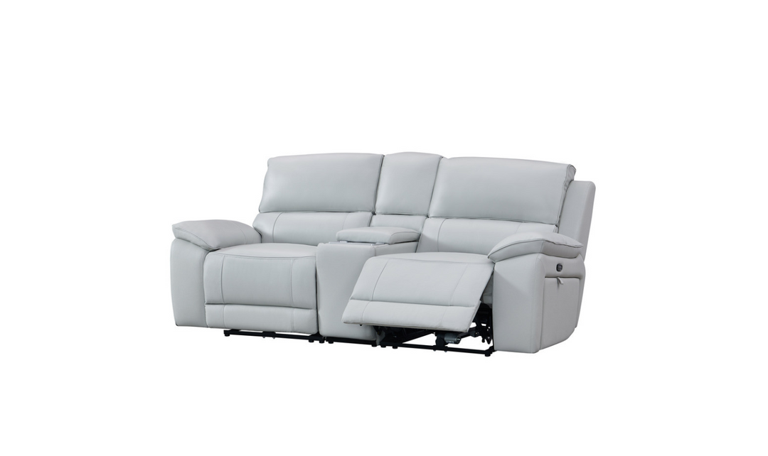 Gio Italia Living Room Set Hailey Smoke Gray Leather Power Recliner Sofa-Jennifer Furniture