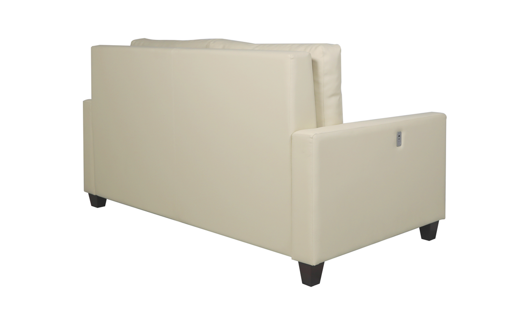 Cuddle Queen Leather Sleeper Sofa With Wood and Chrome Legs