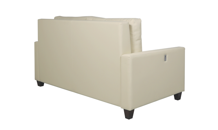 Cuddle Queen Leather Sleeper Sofa With Wood and Chrome Legs