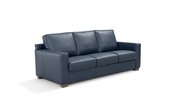 Leather Italia Logan 3-seater Fabric Queen Sleeper Sofa In Blue Oxford