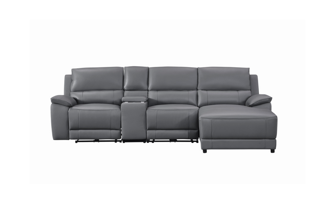 Gio Italia Living Room Set Hailey Adobe Leather Power Recliner Sofa in Gray-Jennifer Furniture