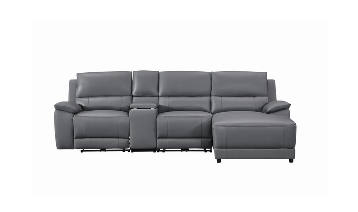 Gio Italia Living Room Set Hailey Adobe Leather Power Recliner Sofa in Gray-Jennifer Furniture
