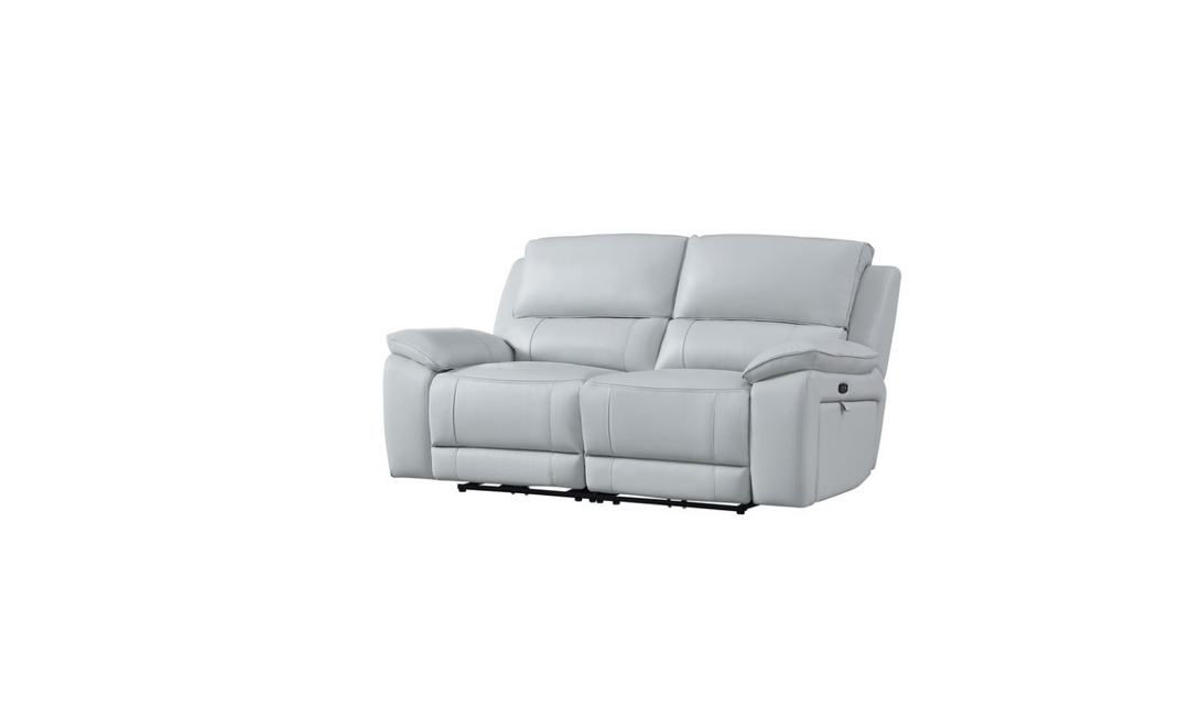 Gio Italia Living Room Set Hailey Smoke Gray Leather Power Recliner Sofa-Jennifer Furniture