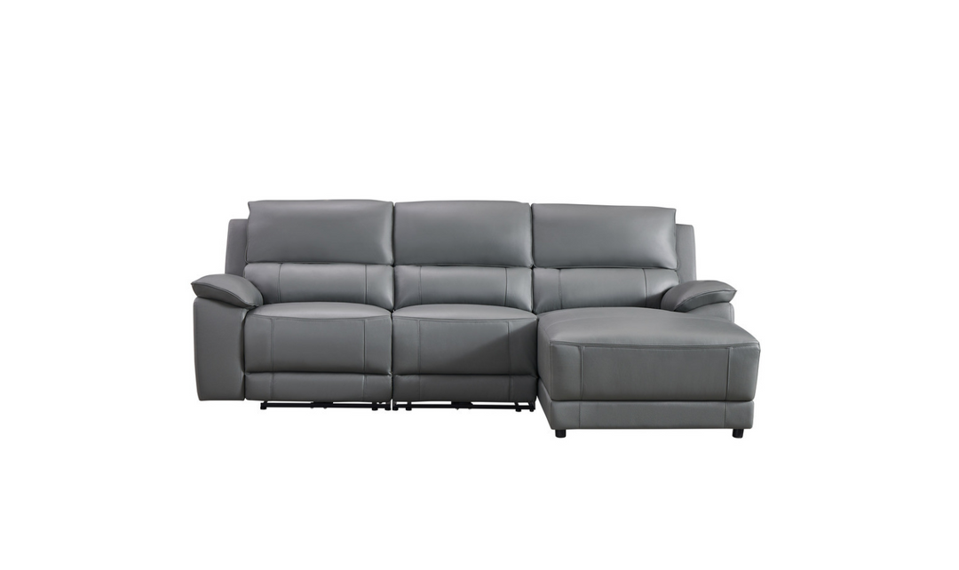 Gio Italia Living Room Set Hailey Adobe Leather Power Recliner Sofa in Gray-Jennifer Furniture