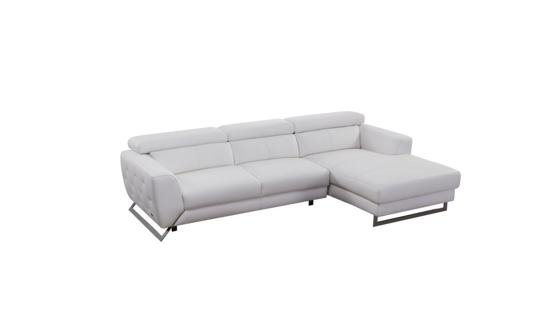 Gio Italia Leather Left-Hand Facing Sectional Sofa in White-Jennifer Furniture