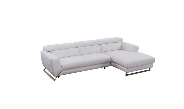 Gio Italia Leather Left-Hand Facing Sectional Sofa in White-Jennifer Furniture