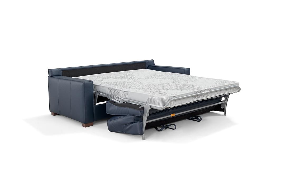 Leather Italia Logan 3-seater Fabric Queen Sleeper Sofa In Blue Oxford