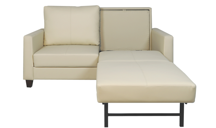Cuddle Queen Leather Sleeper Sofa With Wood and Chrome Legs