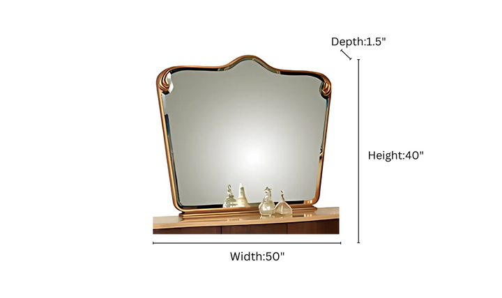 AICO Michael Amini Camellia Mirror with Gold Color Wooden Frame