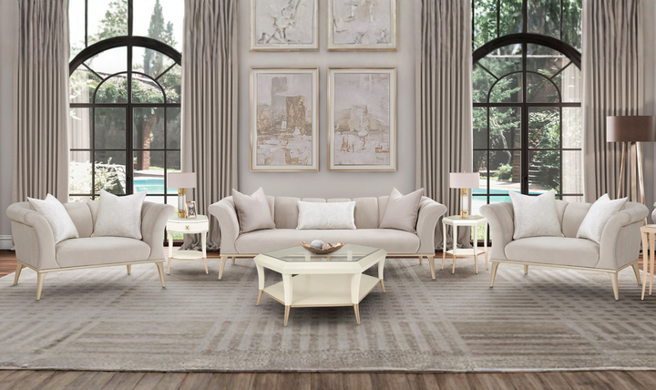 AICO Yvette 2-Pieces Porcini Living Room Set in Medium Champagne