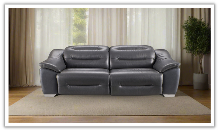 Abram Grey Multiple Cushion Leather Reclining Sofa-jennifer furniture