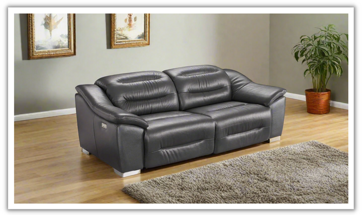 Abram Grey Multiple Cushion Leather Reclining Sofa-jennifer furniture