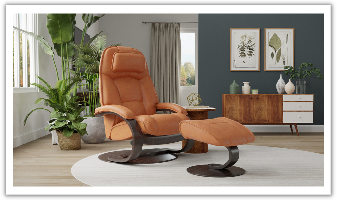 Admiral C Leather Swivel Manual Recliner Chair with Footstool in Two Sizes-Jennifer Furniture